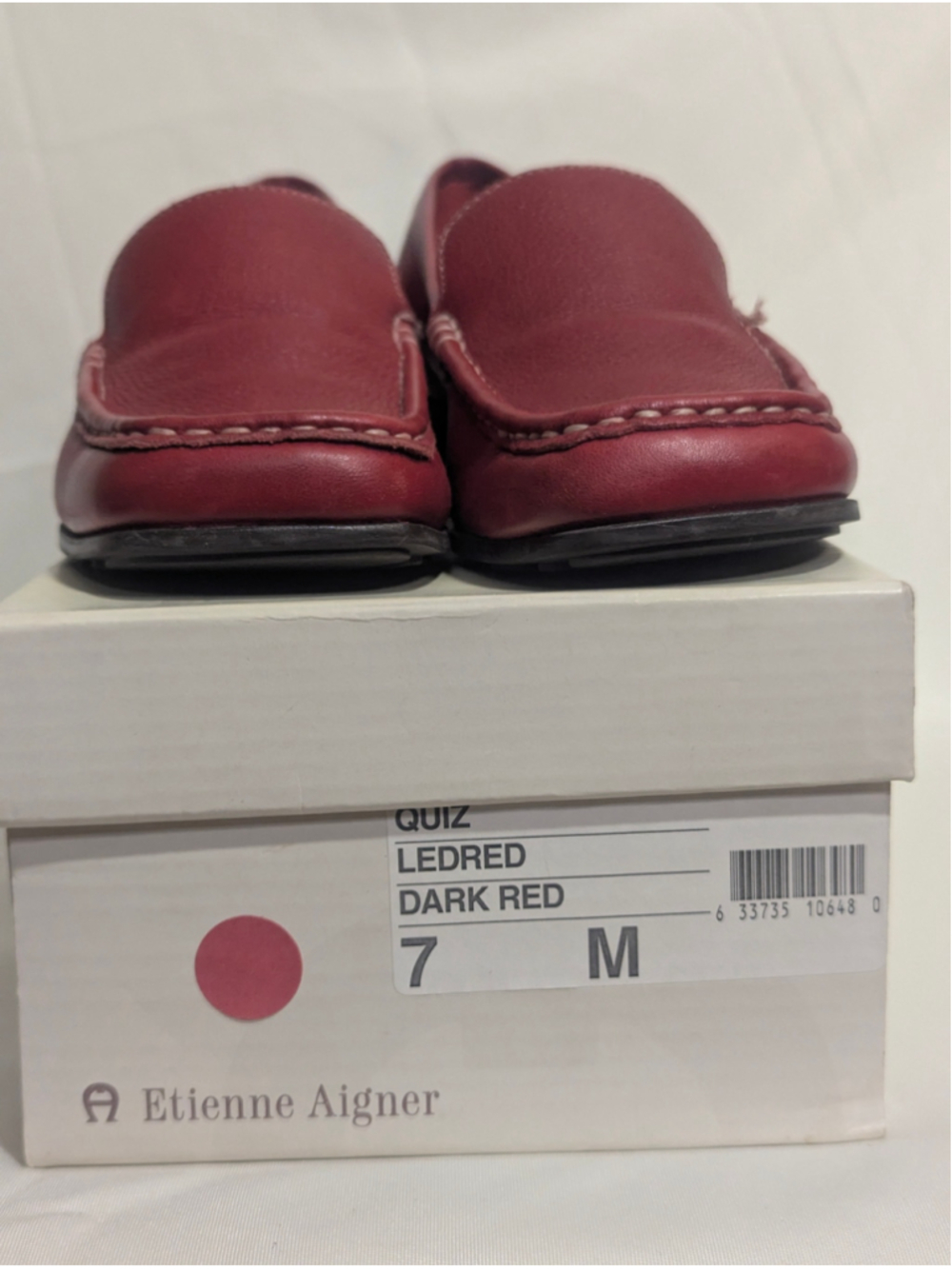 Etienne Aigner Vintage Quiz Dark Red Leather Loafers Size 7 - Picture 2 of 12